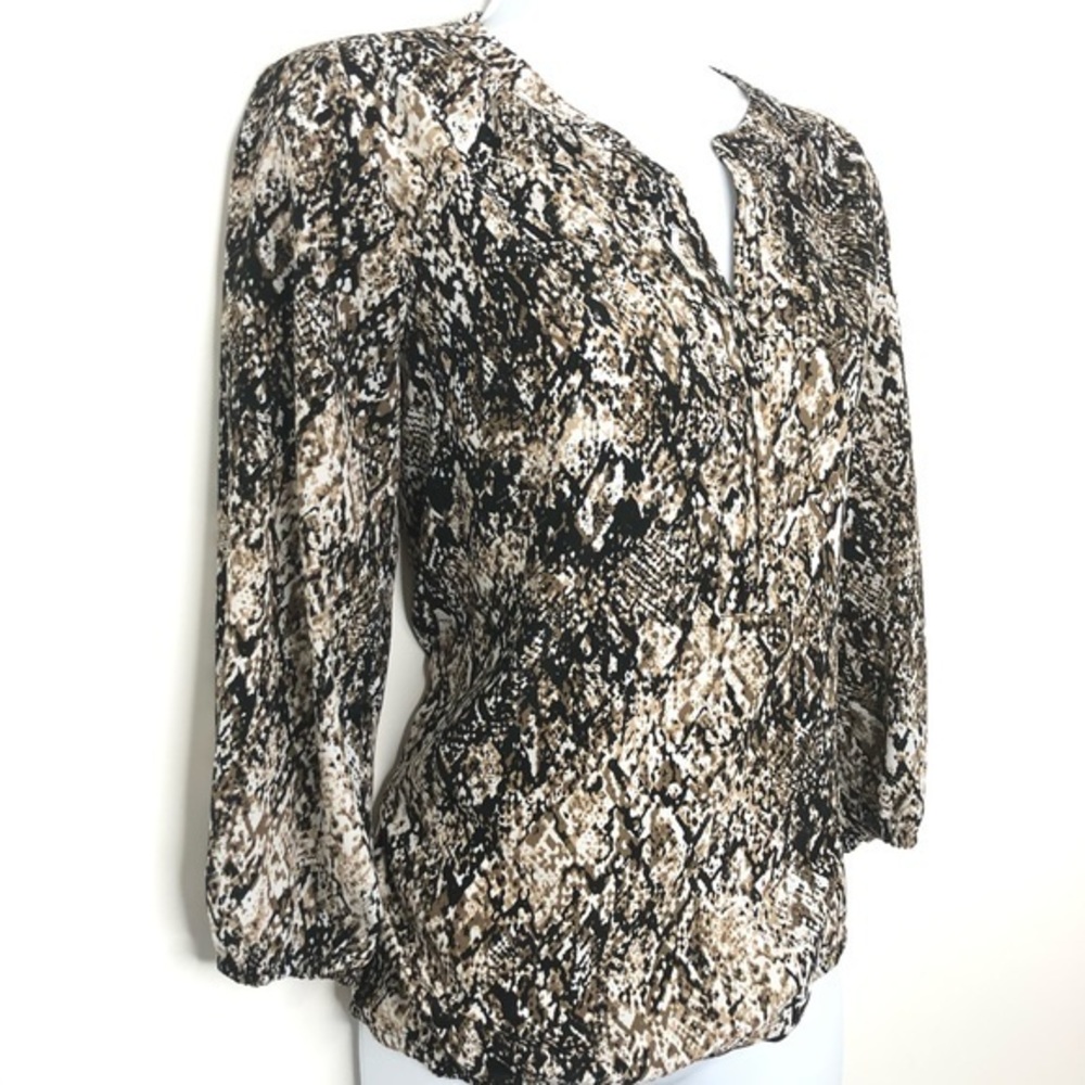 Dana Buchman Brown Snakeskin Print Top Sz S